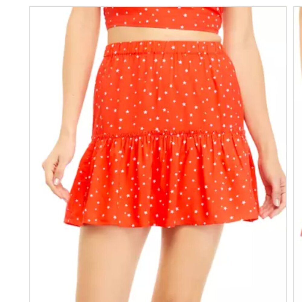 Cabana by Crown & Ivy Juniors' Tiered Red Star Skirt size XL 4th of July